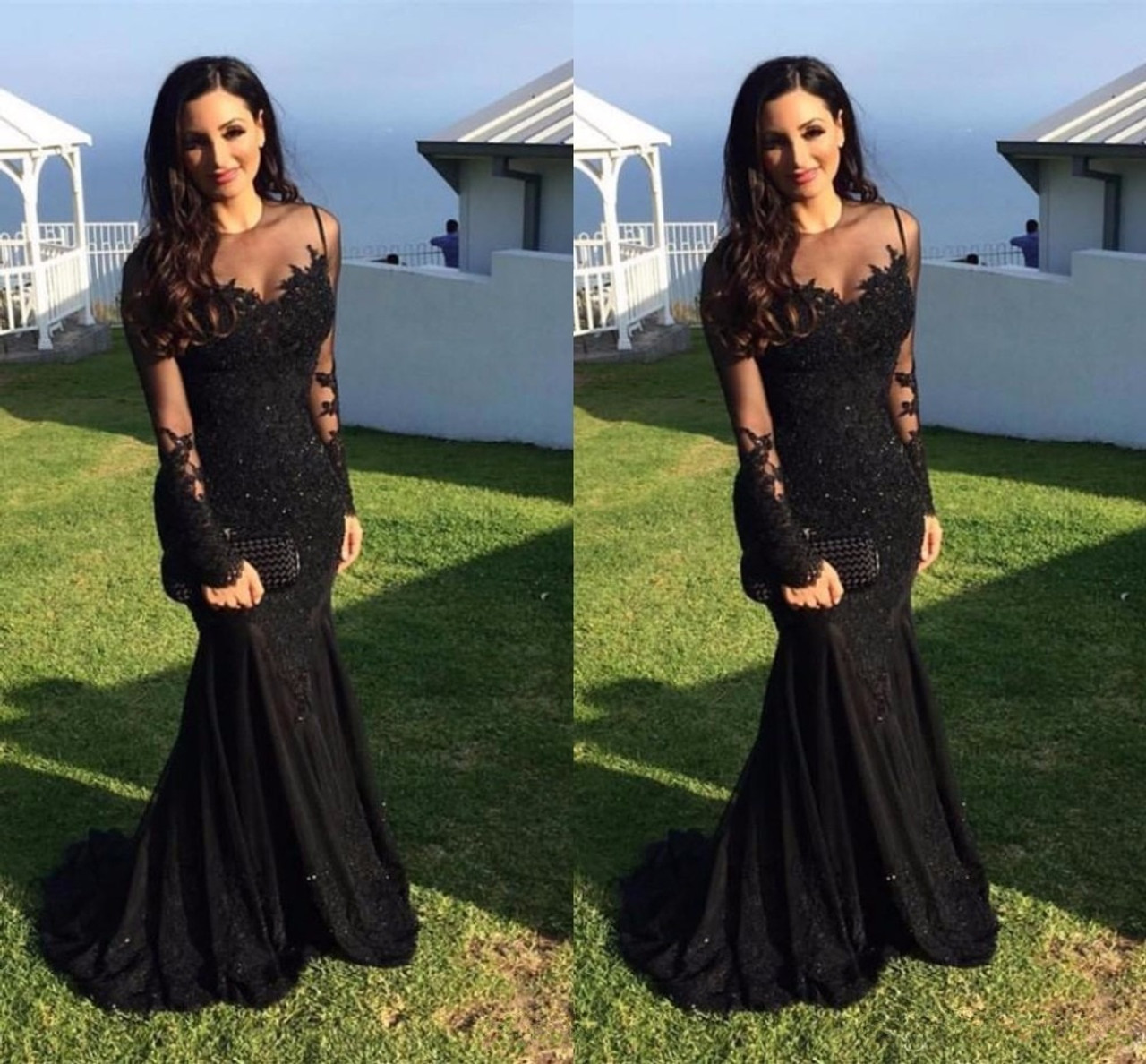 Black Sheer Evening Dress